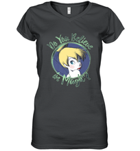 Load image into Gallery viewer, Disney Peter Pan Tinkerbell Do You Believe In Magic Women's V-Neck T-Shirt