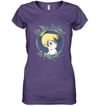 Load image into Gallery viewer, Disney Peter Pan Tinkerbell Do You Believe In Magic Women's V-Neck T-Shirt