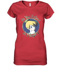 Load image into Gallery viewer, Disney Peter Pan Tinkerbell Do You Believe In Magic Women's V-Neck T-Shirt