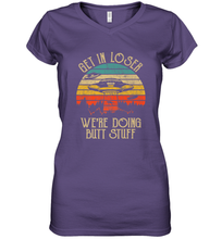 Load image into Gallery viewer, Retro Vintage Get In Loser We're Doing Butt Stuff Alien UFO Women's V-Neck T-Shirt