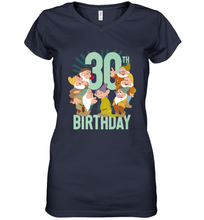 Load image into Gallery viewer, Disney Snow White Dwarfs Group Shot 30th Birthday Women's V-Neck T-Shirt