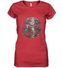 Load image into Gallery viewer, Cobra Kai Rusted Steel Snake Logo Women's V-Neck T-Shirt