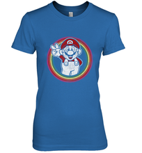 Load image into Gallery viewer, Super Mario Rainbow Circle Distressed Logo Women's Premium T-Shirt