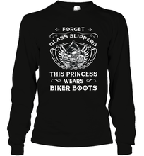Load image into Gallery viewer, Forget glass slippers this princess wears biker boots Long Sleeve T-Shirt