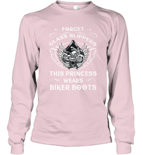 Load image into Gallery viewer, Forget glass slippers this princess wears biker boots Long Sleeve T-Shirt