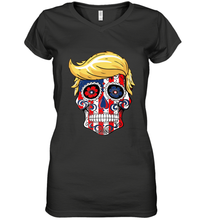 Load image into Gallery viewer, Trump sugar skull Women's V-Neck T-Shirt