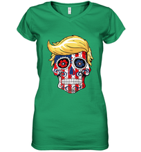 Load image into Gallery viewer, Trump sugar skull Women's V-Neck T-Shirt