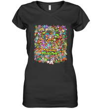 Load image into Gallery viewer, Monster Medley Women's V-Neck T-Shirt