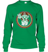 Load image into Gallery viewer, Super Mario Rainbow Circle Distressed Logo Long Sleeve T-Shirt