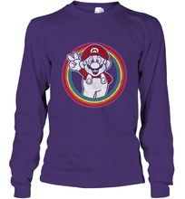 Load image into Gallery viewer, Super Mario Rainbow Circle Distressed Logo Long Sleeve T-Shirt