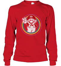 Load image into Gallery viewer, Super Mario Rainbow Circle Distressed Logo Long Sleeve T-Shirt