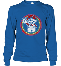 Load image into Gallery viewer, Super Mario Rainbow Circle Distressed Logo Long Sleeve T-Shirt