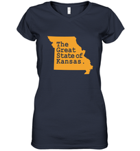 Load image into Gallery viewer, The Great State Of Kansas Women's V-Neck T-Shirt