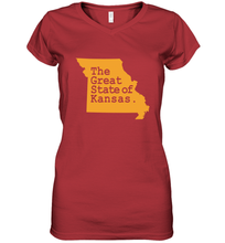 Load image into Gallery viewer, The Great State Of Kansas Women's V-Neck T-Shirt