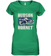 Load image into Gallery viewer, Disney Pixar Cars Hudson Hornet Badge Women's V-Neck T-Shirt