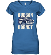 Load image into Gallery viewer, Disney Pixar Cars Hudson Hornet Badge Women's V-Neck T-Shirt