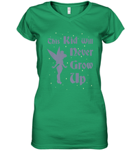 Load image into Gallery viewer, Disney Peter Pan Tinkerbell Never Grow Up Women's V-Neck T-Shirt