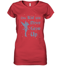 Load image into Gallery viewer, Disney Peter Pan Tinkerbell Never Grow Up Women's V-Neck T-Shirt