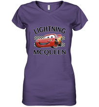 Load image into Gallery viewer, Disney Pixar Cars Lightning McQueen Finish Women's V-Neck T-Shirt
