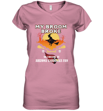 Load image into Gallery viewer, Broom Broke So I Became an Arizona Cardinals Fan NFL Halloween Costume Women's V-Neck T-Shirt