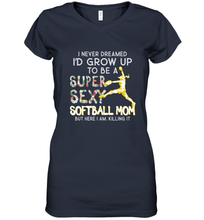 Load image into Gallery viewer, A Super Sexy Softball Mom Women's V-Neck T-Shirt