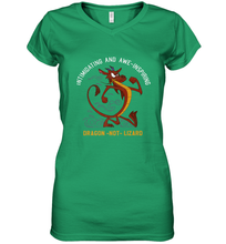 Load image into Gallery viewer, Disney Mulan Mushu Dragon Not Lizard Portrait Women's V-Neck T-Shirt
