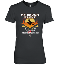 Load image into Gallery viewer, Broom Broke So I Became An Atlanta Falcons Fan NFL Halloween Costume Women's Premium T-Shirt