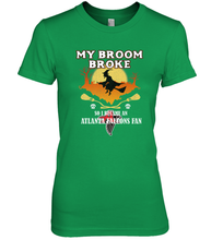 Load image into Gallery viewer, Broom Broke So I Became An Atlanta Falcons Fan NFL Halloween Costume Women's Premium T-Shirt