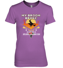 Load image into Gallery viewer, Broom Broke So I Became An Atlanta Falcons Fan NFL Halloween Costume Women's Premium T-Shirt