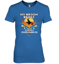 Load image into Gallery viewer, Broom Broke So I Became An Atlanta Falcons Fan NFL Halloween Costume Women's Premium T-Shirt