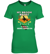 Load image into Gallery viewer, Broom Broke So I Became an Arizona Cardinals Fan NFL Halloween Costume Women's Premium T-Shirt