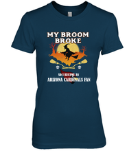 Load image into Gallery viewer, Broom Broke So I Became an Arizona Cardinals Fan NFL Halloween Costume Women's Premium T-Shirt