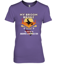 Load image into Gallery viewer, Broom Broke So I Became an Arizona Cardinals Fan NFL Halloween Costume Women's Premium T-Shirt