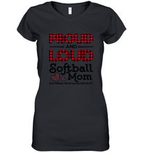 Load image into Gallery viewer, Proud And Loud Softball Mom Women's V-Neck T-Shirt