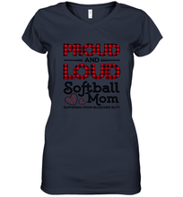 Load image into Gallery viewer, Proud And Loud Softball Mom Women's V-Neck T-Shirt