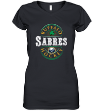 Load image into Gallery viewer, Buffalo Sabres Fanatics Branded Black St. Patrick's Day Forever Lucky 01 Women's V-Neck T-Shirt