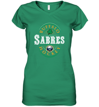 Load image into Gallery viewer, Buffalo Sabres Fanatics Branded Black St. Patrick's Day Forever Lucky 01 Women's V-Neck T-Shirt