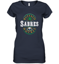 Load image into Gallery viewer, Buffalo Sabres Fanatics Branded Black St. Patrick's Day Forever Lucky 01 Women's V-Neck T-Shirt