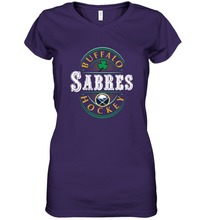 Load image into Gallery viewer, Buffalo Sabres Fanatics Branded Black St. Patrick's Day Forever Lucky 01 Women's V-Neck T-Shirt