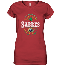 Load image into Gallery viewer, Buffalo Sabres Fanatics Branded Black St. Patrick's Day Forever Lucky 01 Women's V-Neck T-Shirt