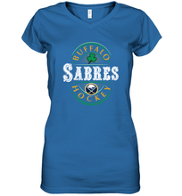Load image into Gallery viewer, Buffalo Sabres Fanatics Branded Black St. Patrick's Day Forever Lucky 01 Women's V-Neck T-Shirt
