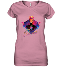 Load image into Gallery viewer, Disney Villains Evil Queen Neon 90s Rock Band Women's V-Neck T-Shirt