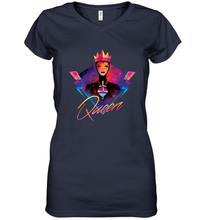 Load image into Gallery viewer, Disney Villains Evil Queen Neon 90s Rock Band Women's V-Neck T-Shirt