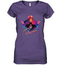 Load image into Gallery viewer, Disney Villains Evil Queen Neon 90s Rock Band Women's V-Neck T-Shirt