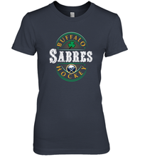 Load image into Gallery viewer, Buffalo Sabres Fanatics Branded Black St. Patrick's Day Forever Lucky 01 Women's Premium T-Shirt