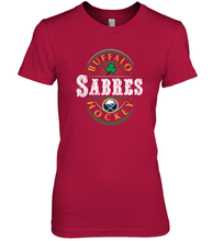 Load image into Gallery viewer, Buffalo Sabres Fanatics Branded Black St. Patrick's Day Forever Lucky 01 Women's Premium T-Shirt