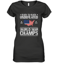 Load image into Gallery viewer, Back To Back Undefeated World War Champs Gift Women's V-Neck T-Shirt