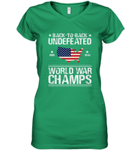 Load image into Gallery viewer, Back To Back Undefeated World War Champs Gift Women's V-Neck T-Shirt