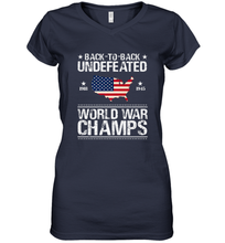 Load image into Gallery viewer, Back To Back Undefeated World War Champs Gift Women's V-Neck T-Shirt