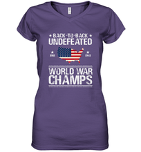 Load image into Gallery viewer, Back To Back Undefeated World War Champs Gift Women's V-Neck T-Shirt
